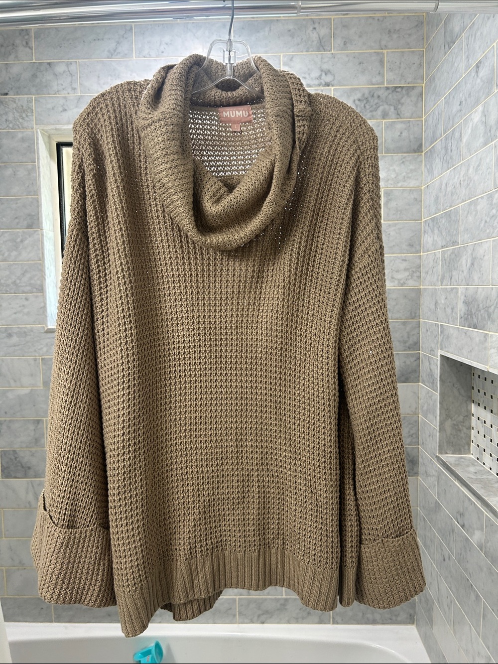 Show Me Your MuMu Hicks Sweater Taupe Waffle Knit size large